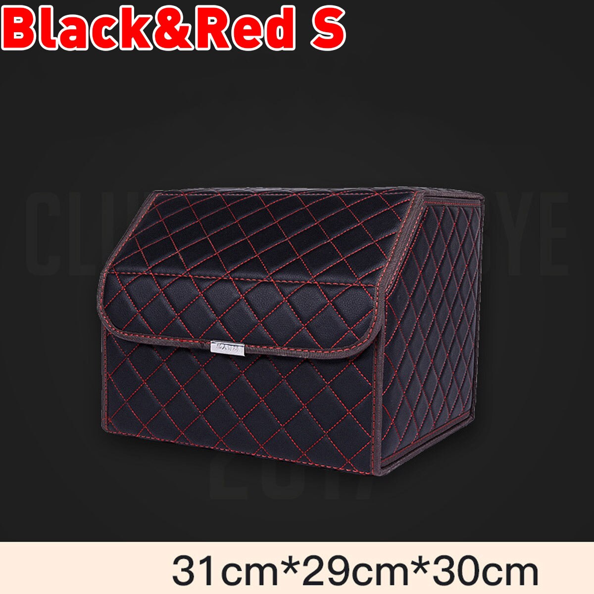 Folding Large Car Trunk Organizer Box Storage Bag Auto Trash Tool Bag PU Leather Cargo Storage Stowing Tidying Car Accessories: Black and Red S