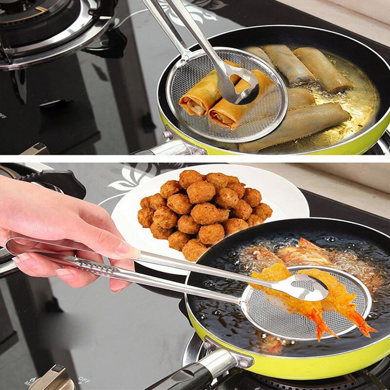 Gadgets de cozinha aço inoxidável fritos alimentos pesca óleo colher cozinha escorredor filtro drenagem oilfolder para acessórios cozinha