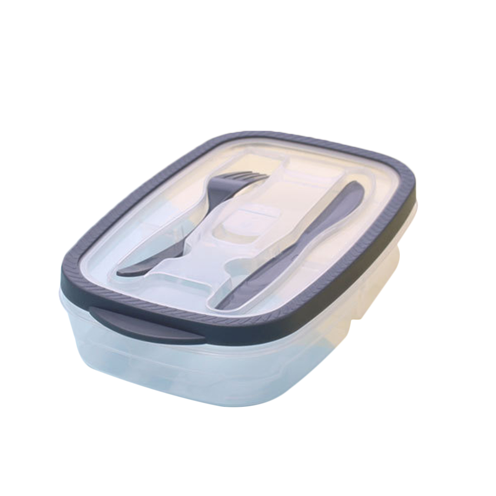 Plastic Bento Box Maaltijd Opslag Voedsel Prep Lunchbox 2 Compartiment Herbruikbare Microwavable Containers Home Lunchbox Met Vork Lepel