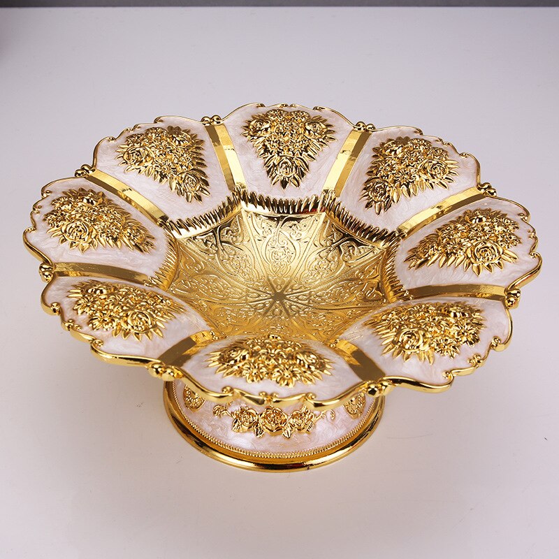 IMUWEN Luxury Fruit Plate Snack Tray Home Nut Bowl Desktop Organizer Decoration Storage Gold And Silver Ornaments