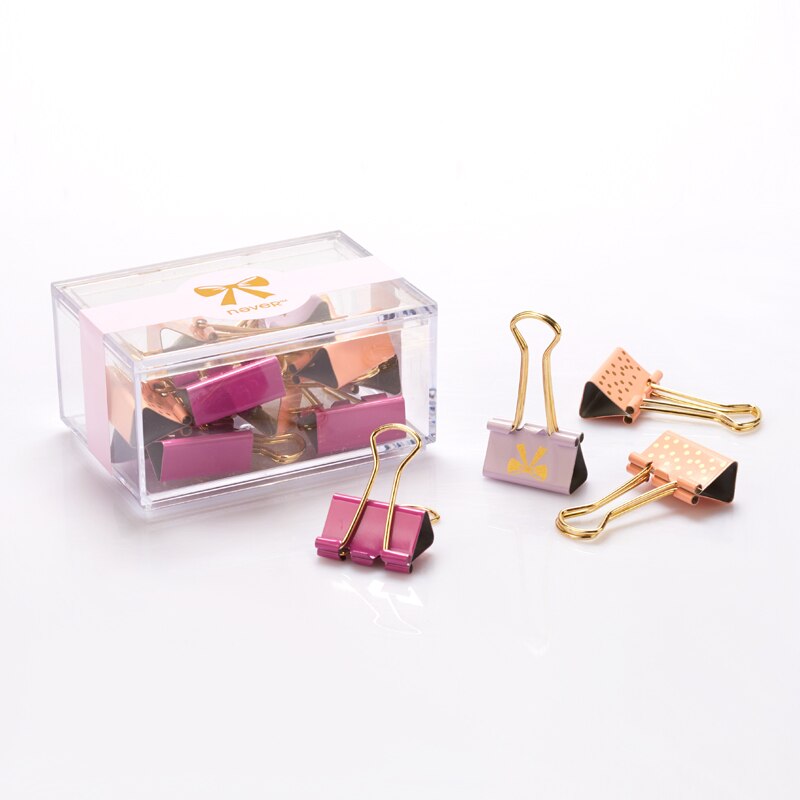 Metal Pink Clips Stationery Book School Binder Clip Office Accessories Label Folder Stationery Store