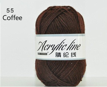 1pc = 50g bløde, miljøvenlige fiberkashmir kamgarn uld til børn farvet dukke akryl sweater smuk babygarn til strik: 55 kaffe