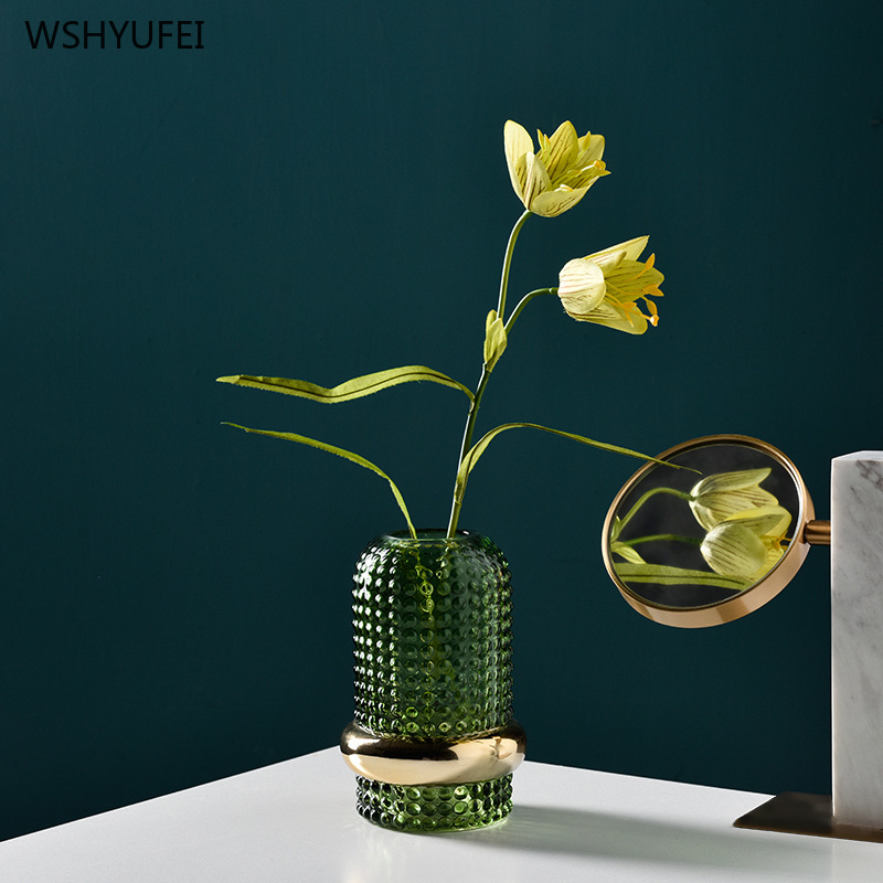 Nordisk grøn phnom penh retro turkis glasvase hjem stue blød dekoration nordisk blomsterarrangement vase dekoration