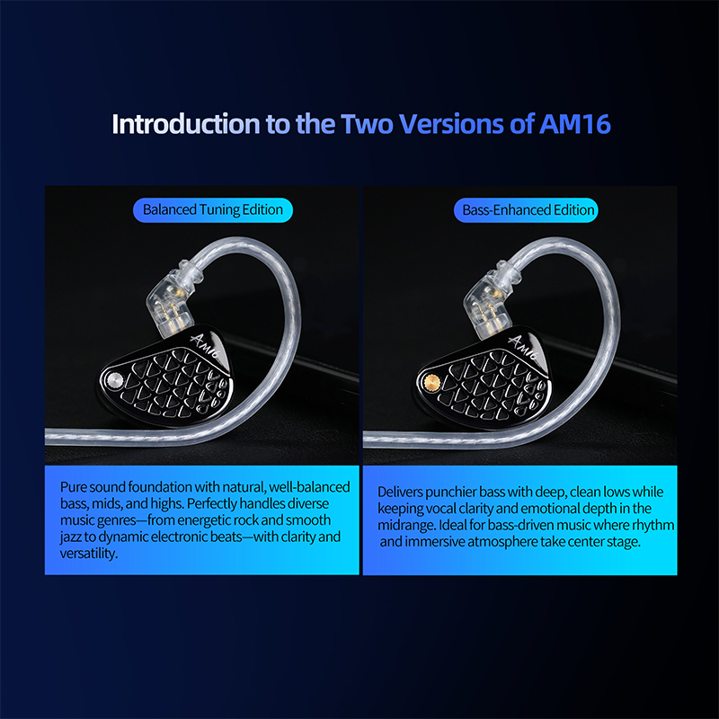 Forhåndsbestill kz  am16 16- drivere hi-fi iem ergonomiske kablede øretelefoner med bassforbedret/balansert tuning i utgaver