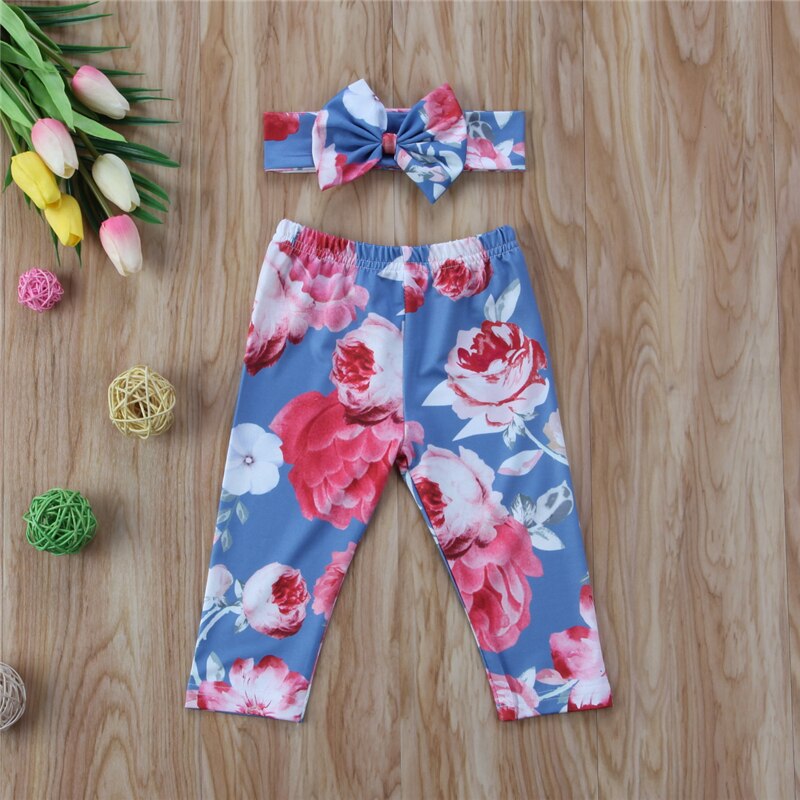 Pudcoco Baby jungen Mädchen Blumen- hosen bebe freundlicher jungen mädchen blume lässig Kleidung BöHöhle Gamaschen Hosen Hosen + Stirnband