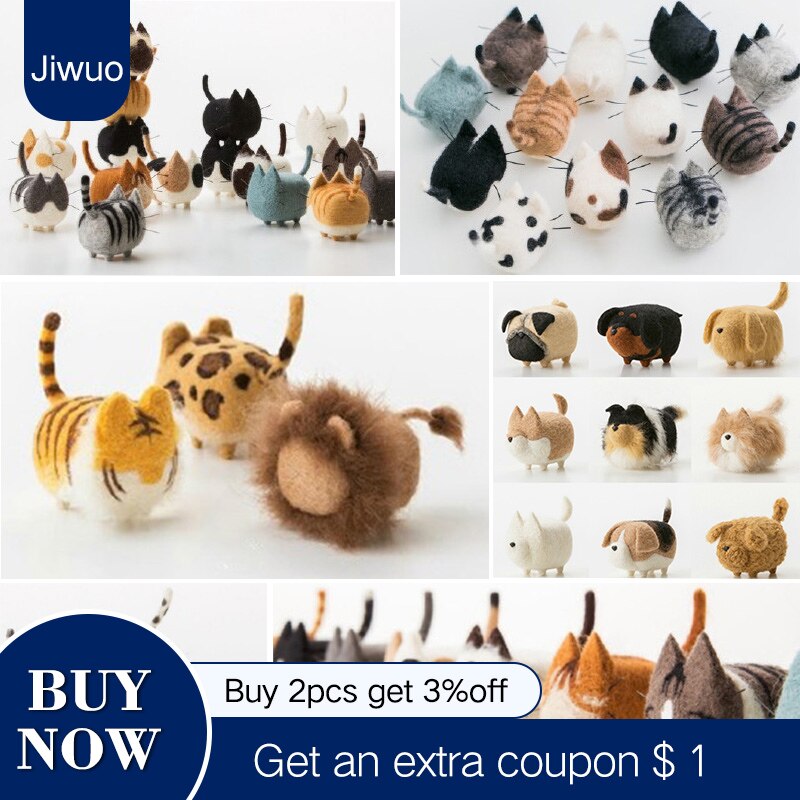 Jiwuo wollen vilten dieren hond puppy handgemaakte vilten knutselset wollen naaldviltset handgemaakte onafgemaakte hondenaccessoires
