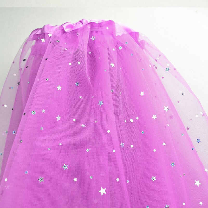Gnistrande silver tutu kjol danskjol barn prinsesskjol liten lysande stjärna prick dekoration tutu kjol