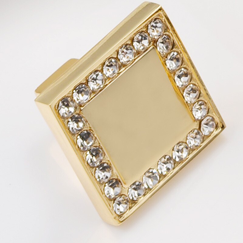 European Luxury Diamond Crystal Handle Bright Gold Zinc Alloy Kitchen Cabinet Knob and Handles Drawer Knobs Hardware