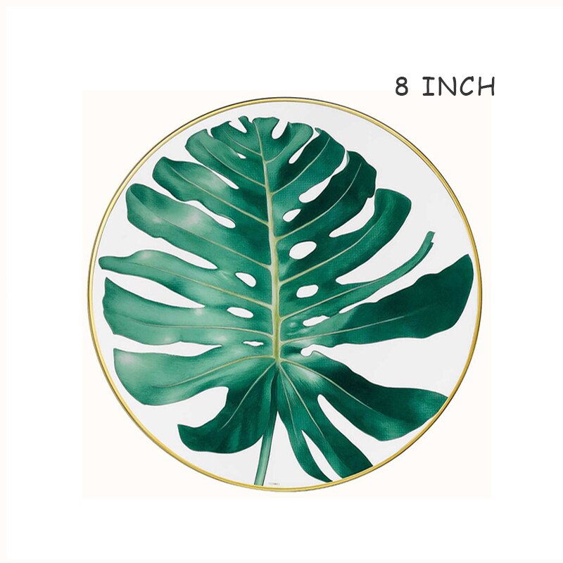 Bone China Ronde Plaat Creatieve Bos Dessert Serie Set Bladeren, Bloemen, restaurant En Thuisgebruik Koffie Set En Kom: O