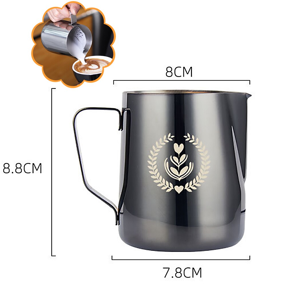 kitchen Home Coffee Milk Pitcher 350ml Stainless Steel Latte Art Frothing Jug Supplies Cappuccino Espresso With Scale Frother: F
