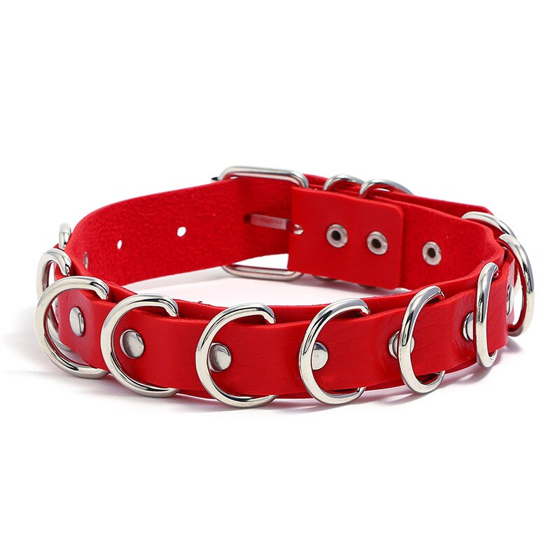 WANGAIYAO&#39;s nuovo la moda punk Gotico squillare collana in pelle sexy discoteca sbarra collo colletto rilegato uomo e donna clavicola chai: rosso