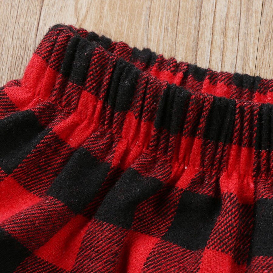 2PCS Baby Christmas Clothes Baby Girl Plaid Skirt Classic Plaid Xmas Skirt Year Check Costume