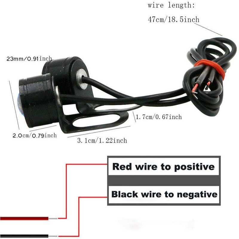 2 pièces moto oeil d'aigle lumière 12V diurne oeil lumière LED inverse sauvegarde stroboscopique Flash aigle lampe