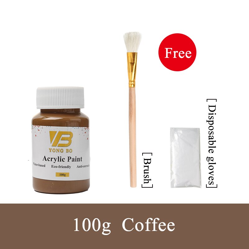 Pintura a base de agua para colorear café, barniz de madera para pared, arte artesanal, puertas de hierro y madera, botella de 100g: Default Title