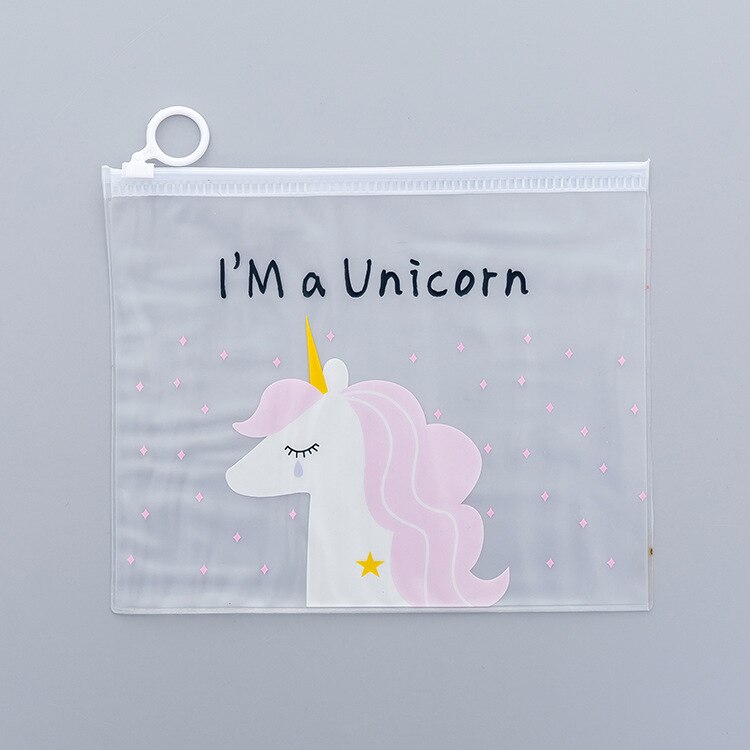 Mignon dessin animé Kawaii licorne fermeture éclair stylo sac fille prix étudiant école apprendre papeterie haute capacité sac de rangement 1 pièces: style  2