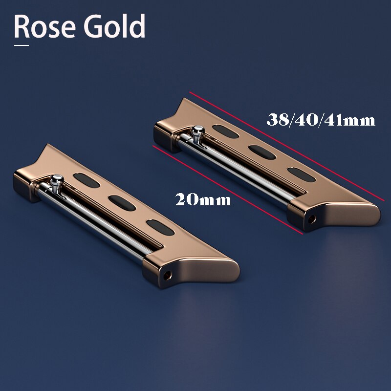 Connector Adapter for Apple Watch Band Series 7/SE/6/5/4/3/2 Quick release Connectors for Iwatch 42/38/45/41mm Stainless Steel: 20-38 Rose gold