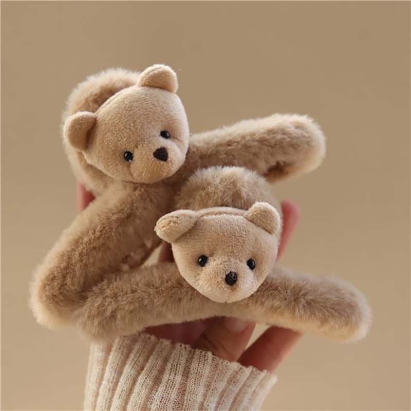 Horquilla de felpa de oso bonito para mujer, pinzas para el cabello grandes con Kawaii, pinzas grandes a la , accesorios para el cabello , para niñas 2023