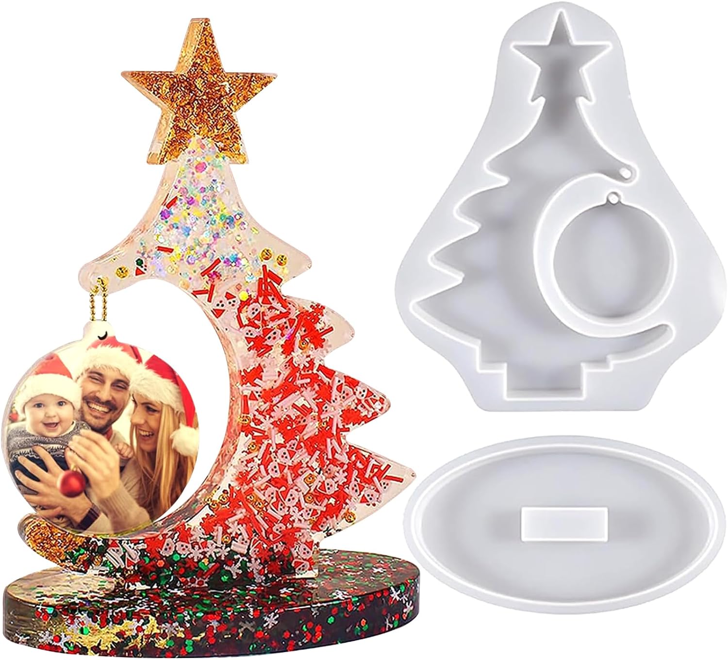 DIY Kristall Epoxidharz bilden für Weihnachtsbaum Fotorahmen Silikonform