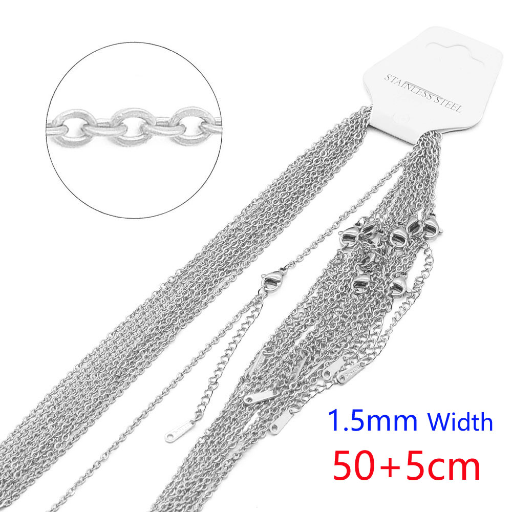 10pcs/Lot 304 Stainless Steel Cable Link Rope Chain Necklace for DIY Jewelry Making Silver Gold Color O Chains Choker Necklaces: Light Yellow Color