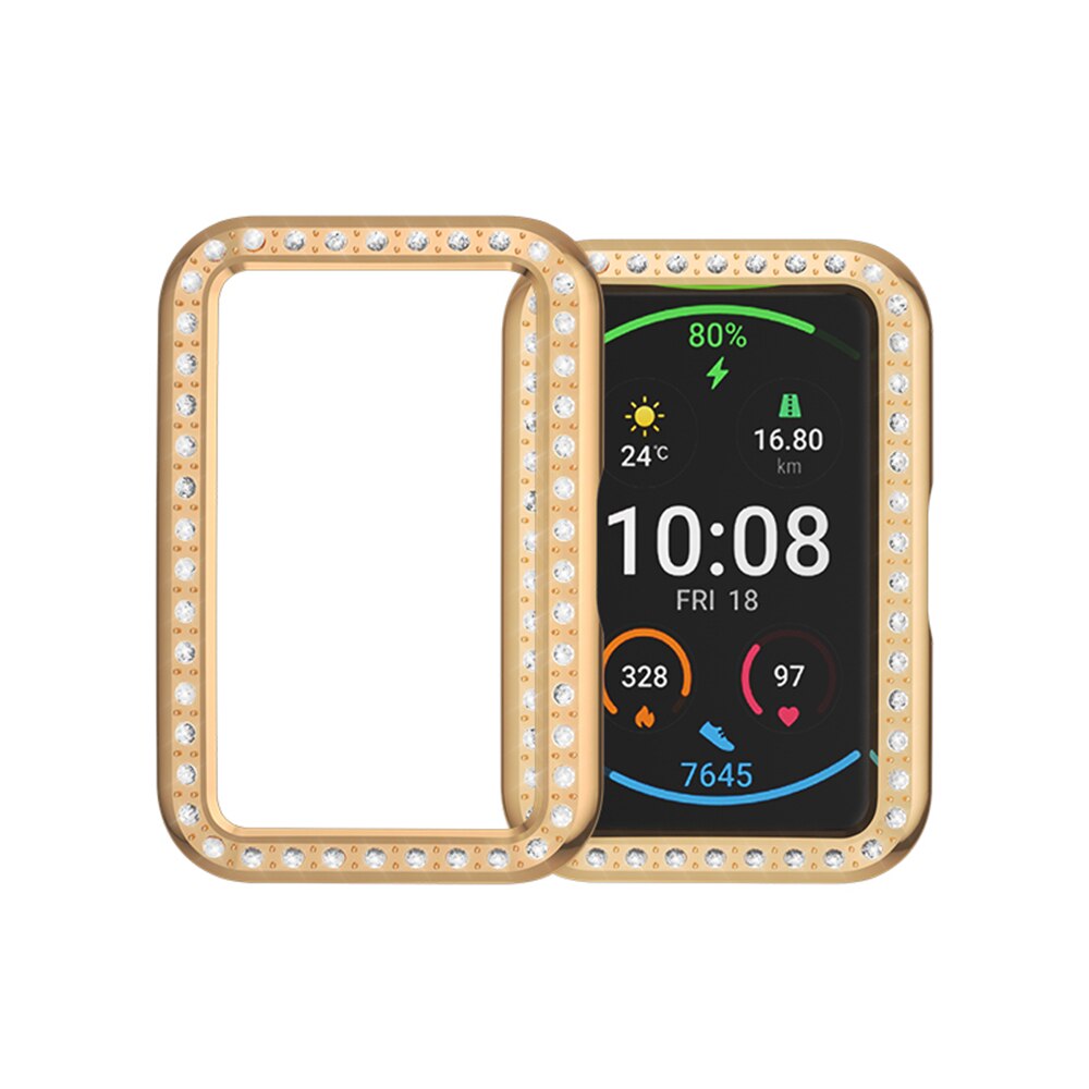 Diamant Pc Screen Protector Case Voor Huawei Horloge Fit Shell Edge Frame Bumper Beschermende Cover Shiny Smart Horloge Accessoires