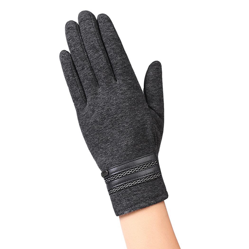 Men Casual Solid Full-Finger Windproof Touch A, B, E Screen Warm Screen, Black/Dark Blue/Gray Gloves: graybone size
