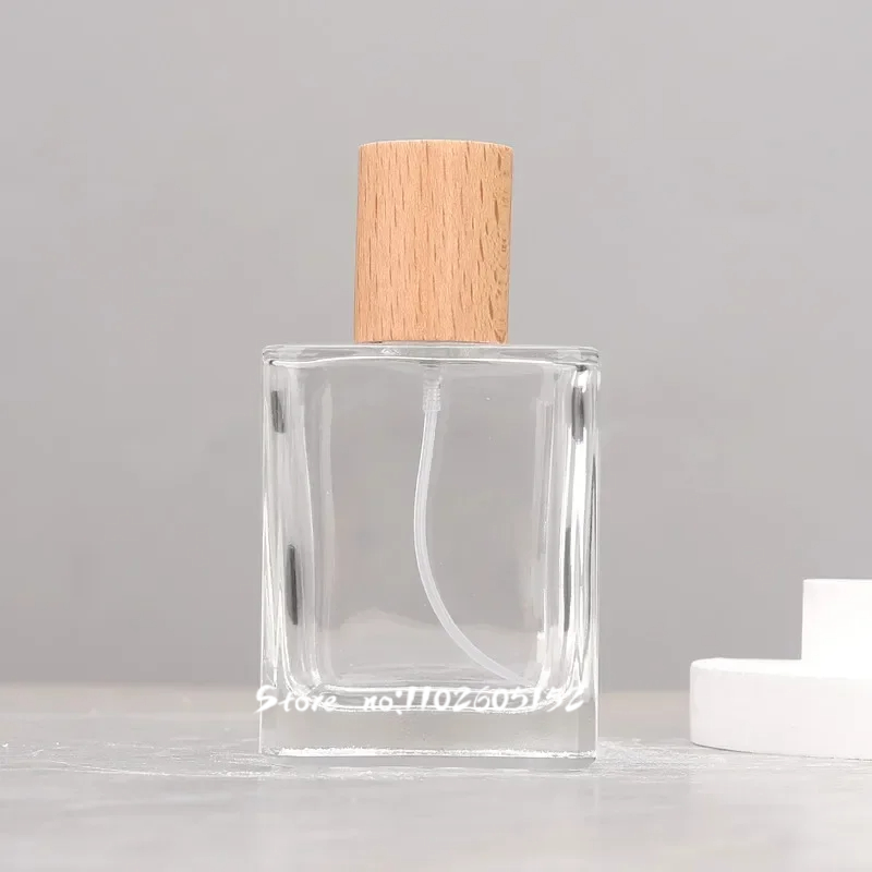 10 stuks 30ml/50ml parfumflesjes vierkant glazen draagbare sprayflesjes grote inhoud vervangende lege flesjes walnoot: Glas / Lichtgrijs