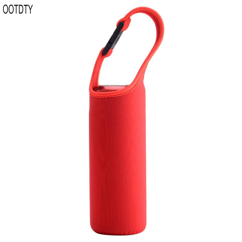 Funda con aislamiento térmico para botella de agua, funda aislante portátil, bolsa de transporte al aire libre con hebilla a presión para 500ML de diámetro, 6-8cm: Red