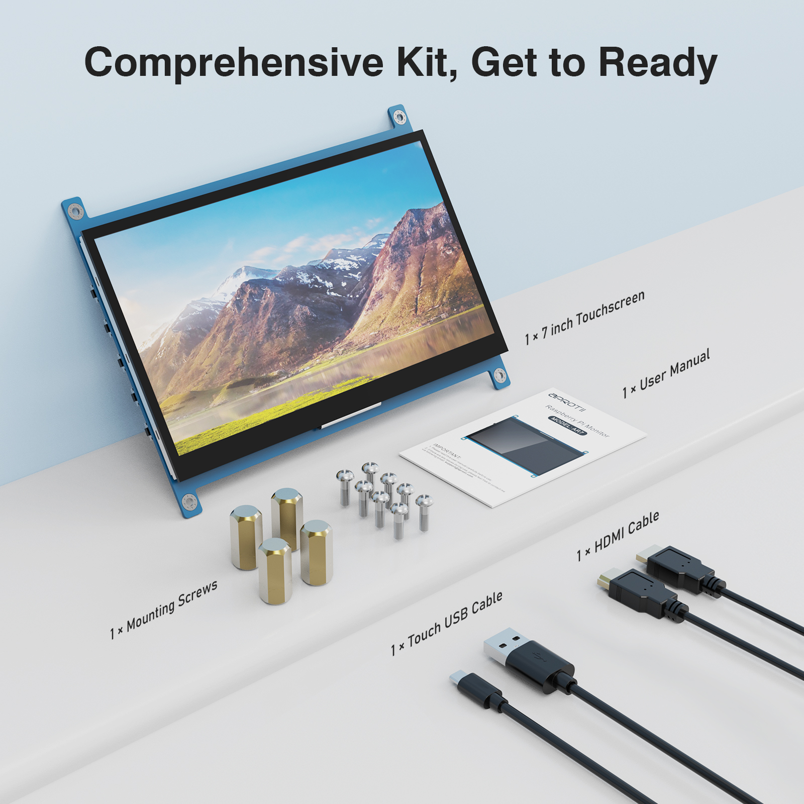 Miktver Raspberry Pi 4/3/B + Display 7 "1024x600 Drive Gratis Capacitief Touchscreen Panel Geen Case Mini HDMI Monitor Voor Win 10/8/7