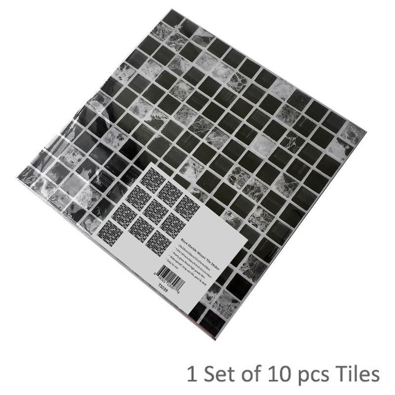 Kakel klistermärken svart vit grå ton mosaik självhäftande vattentät klistermärke klistermärken kök hållbara material för badrum  m1 z 5: Default Title