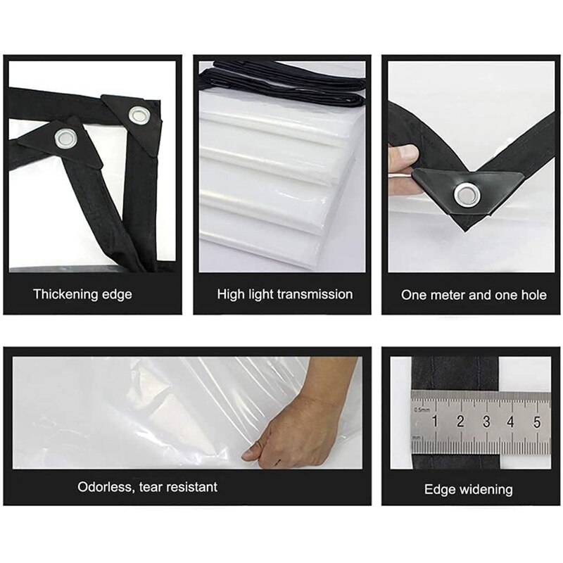 Shade Cloth Thick Tarp Cover,Clear Canopy Fabric, Waterproof Multi-Purpose Poly Tarpaulin With Grommets
