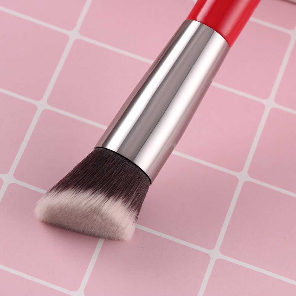 Beili rød enkelt makeup børste 1 stykke pudder concealer highlight foundation i syntetisk nano hår blusher børste make up værktøjer
