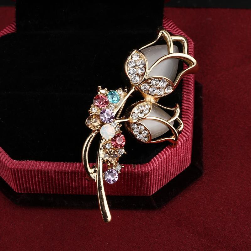 Hesiod Dames Broche Kristal Ster - Klassieke Sprankelende Ketting Broches Jurk Decoratie Zilver/Zwart/Goud: 024