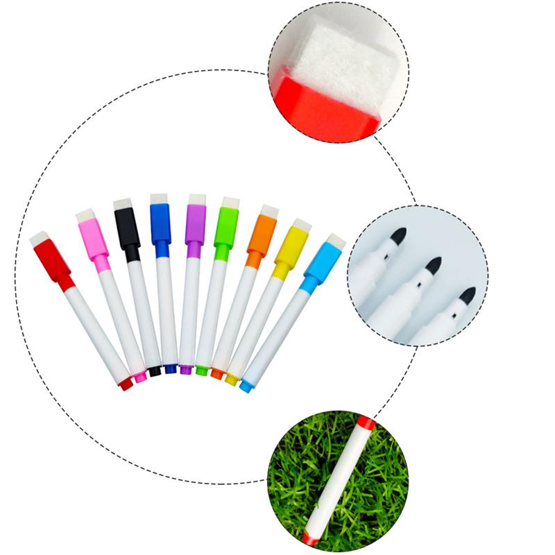 45 Stk/partij Kleurrijke Whiteboard Marker Droge Wissen White Board Marker Zonder Magneet School Office Writting Board Pen Ingebouwde Gum