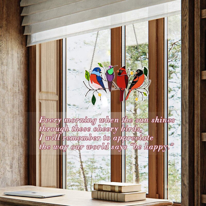 Stained Bird Glass Window Hangings Acrylic Wall Hanging Birds Decor Room Accessories Wind Scandinavian Decor Mothers Day