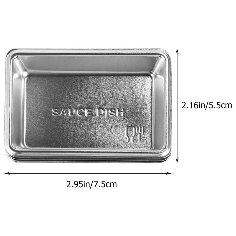 200pcs Small Condiment Dish Disposable Sauce Plate Take-Out Plate Seasoning Trays For Mustard Sushi: Silver Rectangle