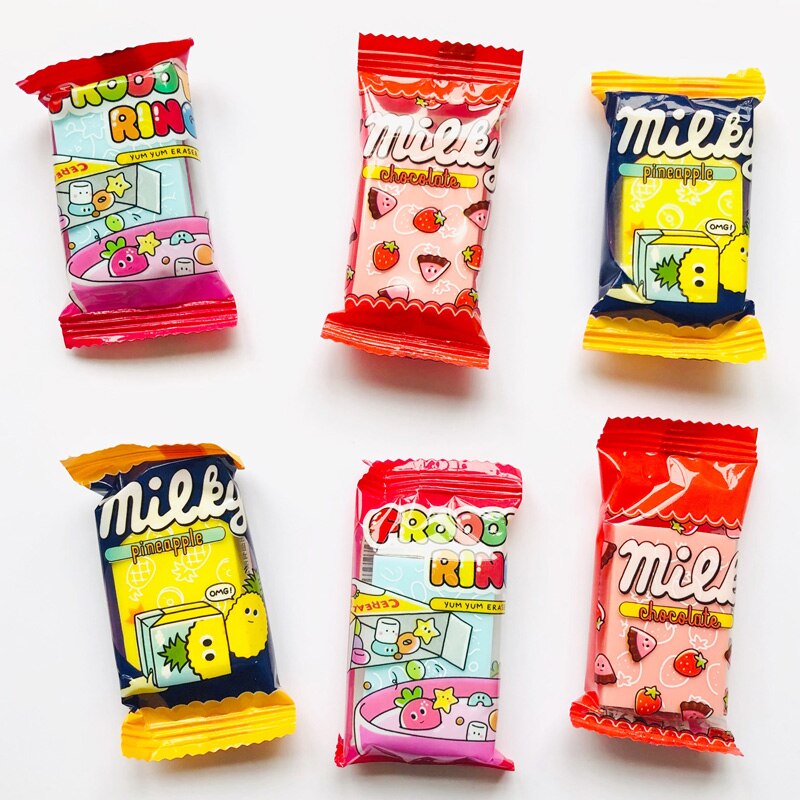 1X kreatywny mleczny cukierki gumowe gumki robić ołówków korekta szkolne biuro rysunek czyszczenie