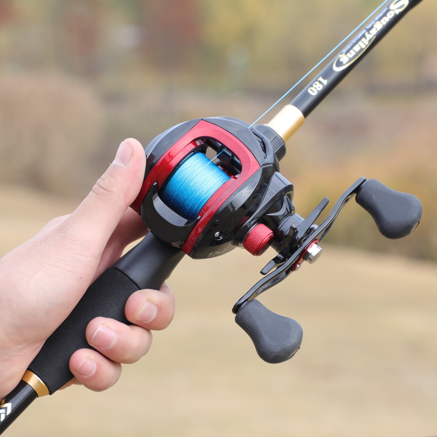 Sougayilang 1,8-2,4 m, caña de pescar telescópica portátil y 17 + 1BB 7,1: 1 Relación de equipo, Combo de aparejos de pesca