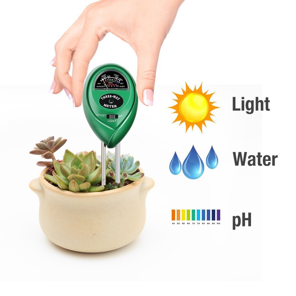 3-in-1 Digital PH Acidity Meter Multifunctional Soil Tester Moisture Meter Sunlight Intensity Measurement Analysis Instrument