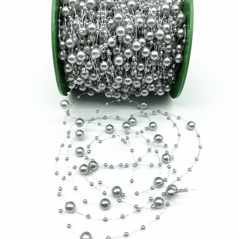 Línea de pesca de decoración navideña, 2 yardas, 8 + 3mm, perlas artificiales, cadena de cuentas, guirnalda de flores, de boda # SBT: Rojo oscuro