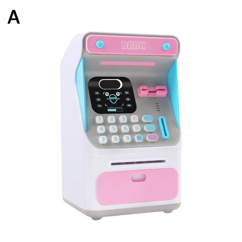 2 stücke Simulierte Gesicht Anerkennung Atm Maschine Spielzeug Sicher Piggy Bank Frühen Geld Für Kinder Sparen Sie Pädagogisches: Rosa