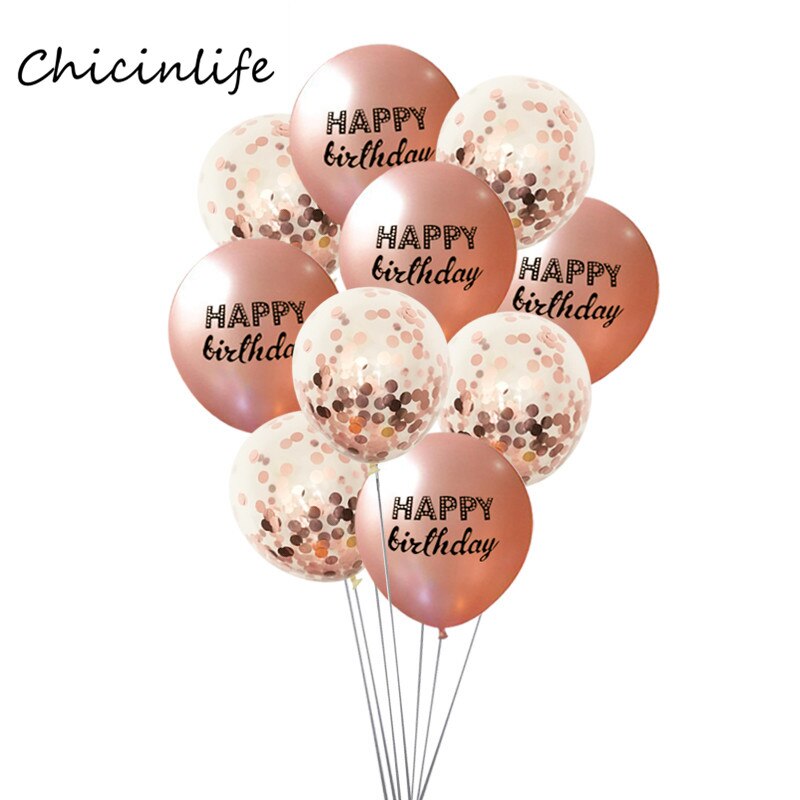 Chicinlife Rose gold Happy Birthday Latex Balloons Baby Shower Party Balloons Birthday party Decoration Birthday Balloon: D