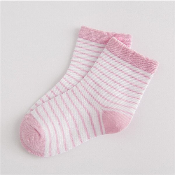 Spring Autumn Baby Socks Lovely Stripe Socks Absorb Sweat Cotton Baby Sock Thin Funds Children Socks 5 Colors: Pink / L