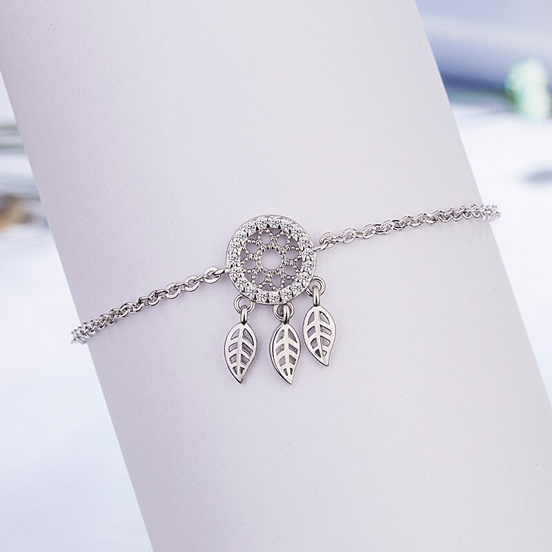 YADA – Bracelet attrape-rêve couleur argent S925 pour femme, bijou en métal, plume, amitié, cristal, BT200131