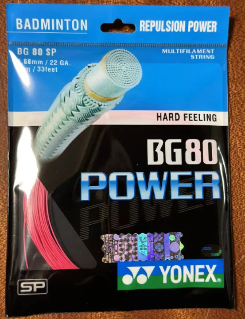 YONEX Badminton Racket String BG80 Power (0.68mm) Endurance High Elastic Training Competition Badminton String: Pink