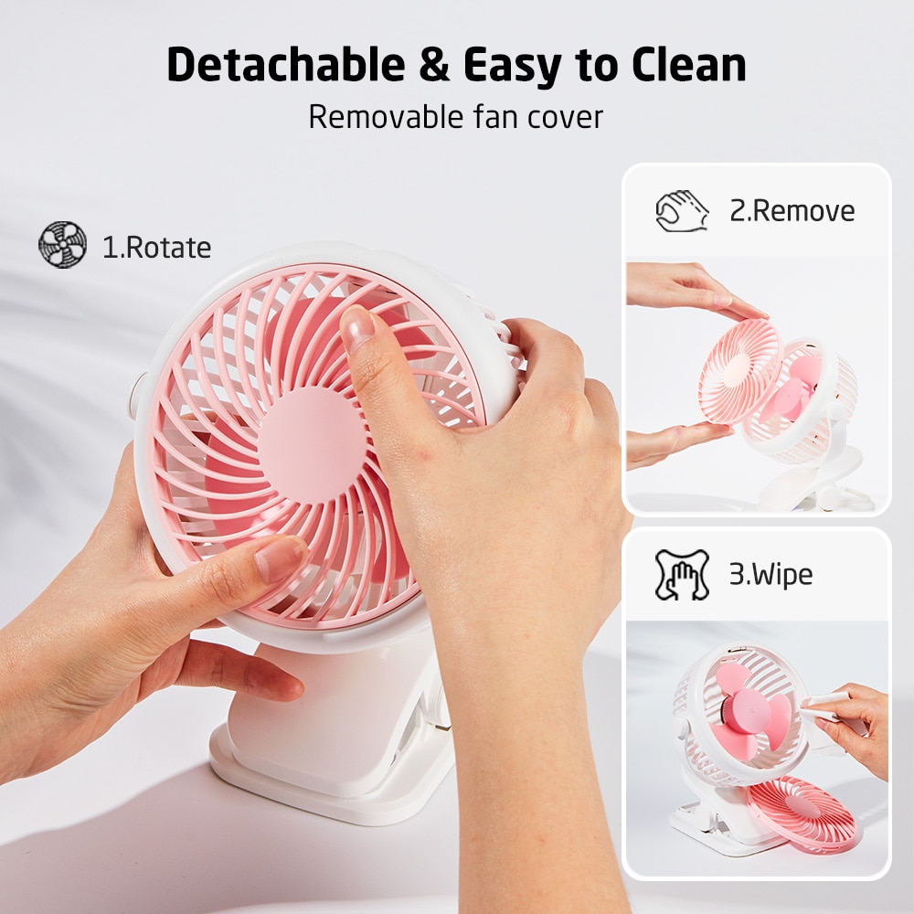 ESR USB Schreibtisch Fan Desktop 2000mAh Wiederaufladbare Kühlung Mini Schreibtisch Fan 360 Grad Rotation Einstellbar Clip-auf Fan baby Kinderwagen