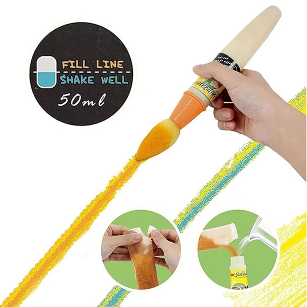 Sponge Head Brush Sidewalk Chalk Paint Brush Set Comfort Thick Handle Pedestrian Children's Brush Set