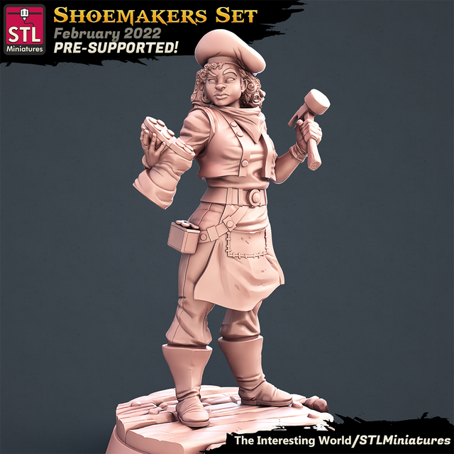 Shoe Makers 28mm 32mm Miniatures DND D&amp;D Pathfinder RPG War Games Tabletop Unpainted 3D Printed Desktop Ornament: female