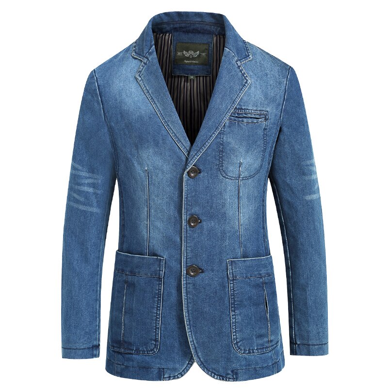 neue Männer Frühling Mens Jeans Jacke Mantel Männlichen Denim Blazer Jacke Anzug Männer Business Casual Anzug top: Himmel Blau / XL