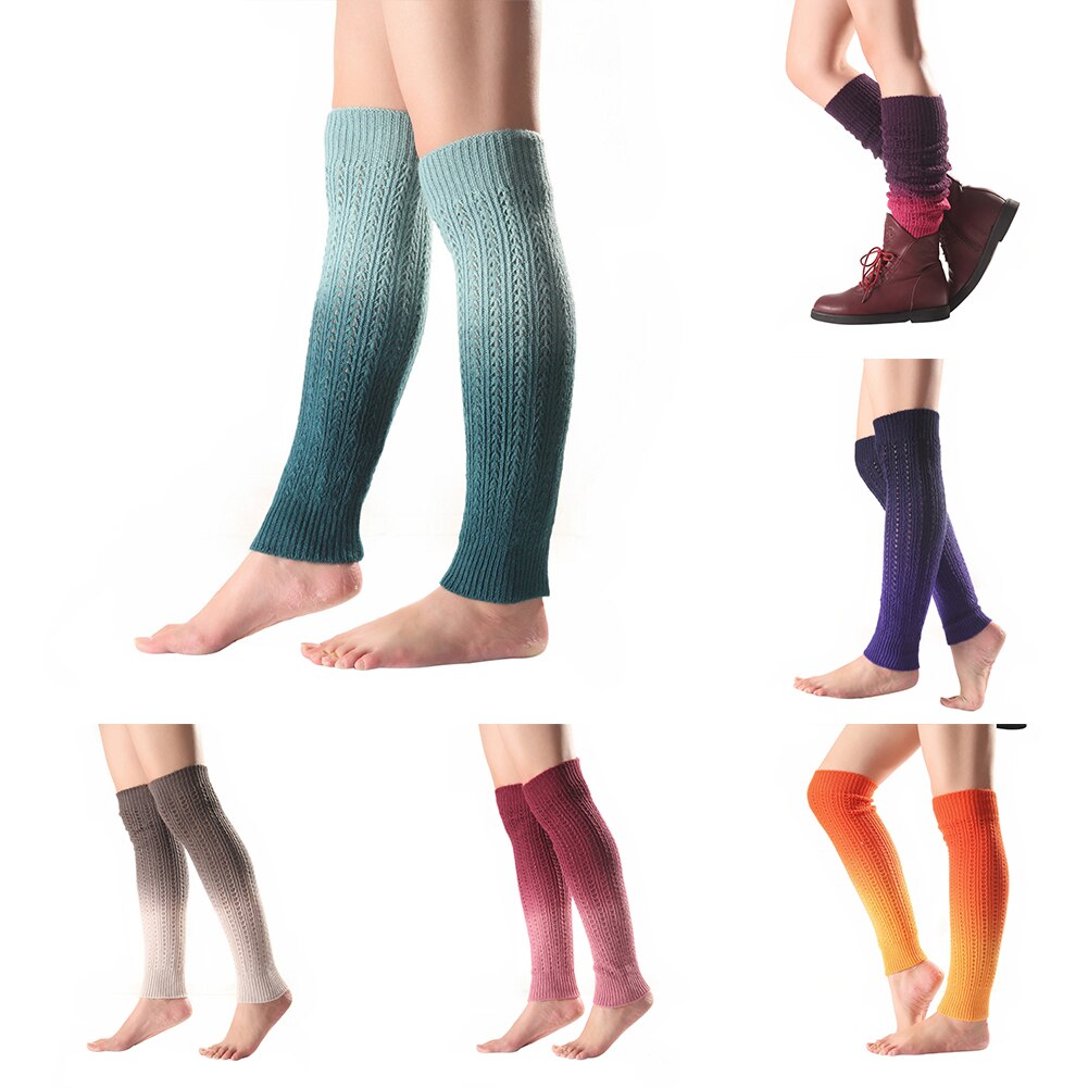 SALES! Gradient Knee High Women Boot Socks Winter Knitted Footless Leg Sleeve Warmer Women's Leg Warmer Winter Warm
