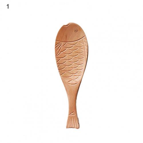 Ergonomic Handmade Rice Serving Spoon Wood Adorable Fish Shape Rice Scoop Paddle for Home Kitchen Tools: 1